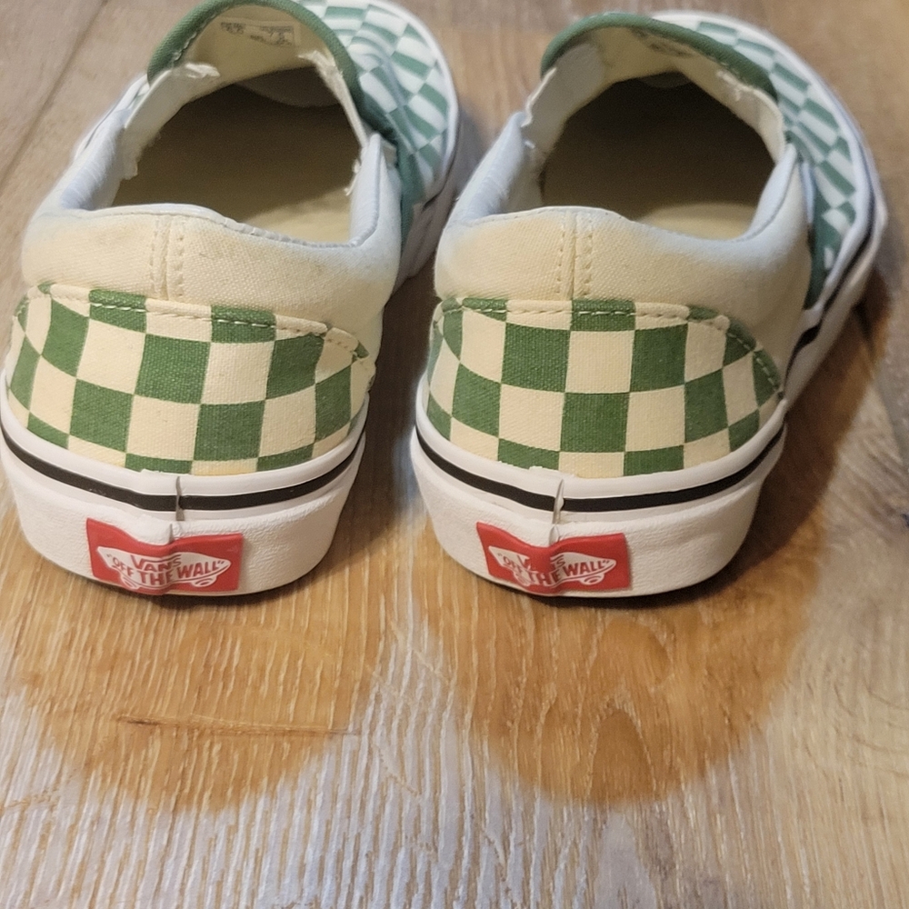 Vans Classic Slip-On Checkerboard – Green & White – Mens 6 / Womens 7.5 - Picture 3 of 7